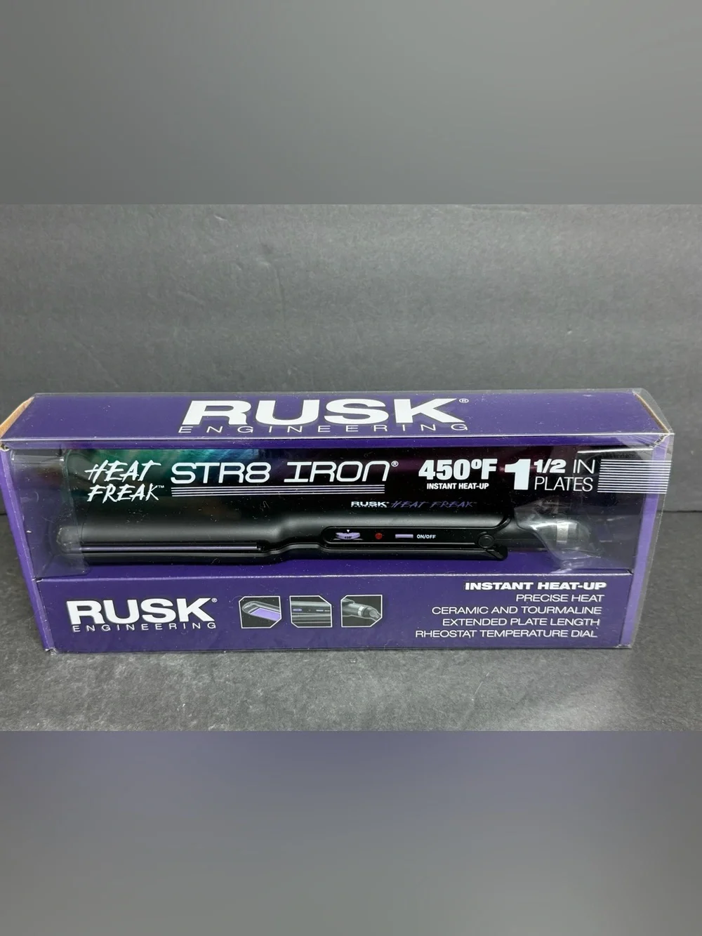 BRAND NEW Rusk Heat Freak Professional Str8 Ceramic Tourmaline Flat Iron, 1.5